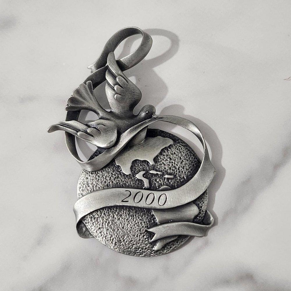 3/$25 2000 Avon Source of Fine Collectibles Pewter Peaceful Millennium Ornament